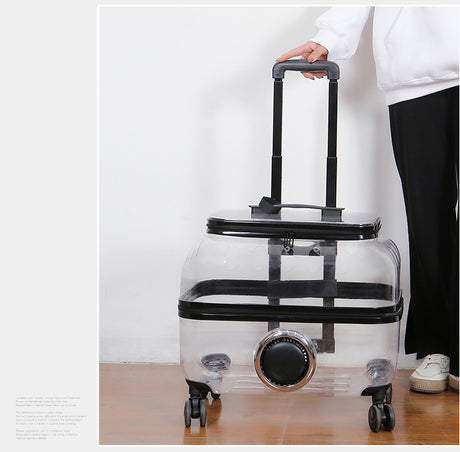 Cat Bag Portable Pet Trolley Bag Space Capsule Transparent Cat Luggage Shopway.