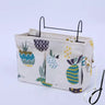 Bedside Fence Storage Box Basket Hanging Bag with wrought iron bracket and canvas material, by Shopway.