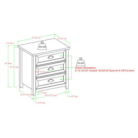 Transitional Farmhouse Framed 3-Drawer Nightstand With Cup Handles - Grey Wash Shopway.