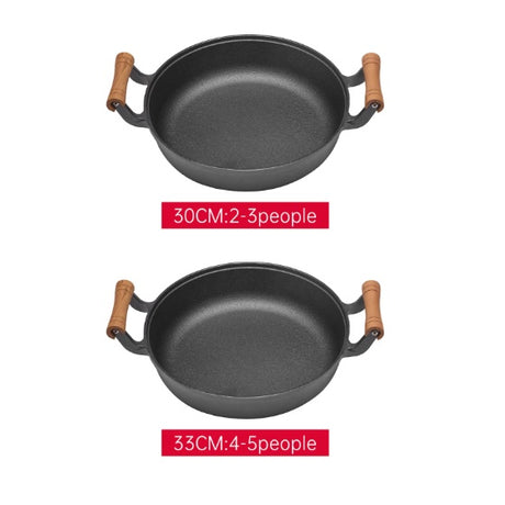 WANGYUANJI 11.8 Pancake Griddle With Wooden Handle, Cast Iron Skillet, Uncoated Pan For Home, Thickened Non-Stick Skillet, Multi-Purpose Skillet With Wire Balls Shopway.