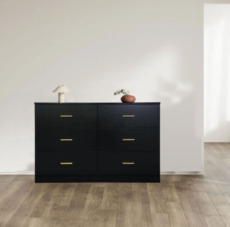 Engineering Wood Black 6 Drawer Bedroom Vanity Shopway.