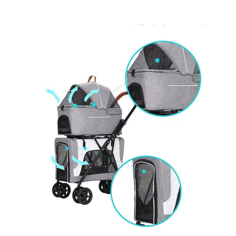 Lightweight Separated Double-layer Cabas Pet Cart Shopway.