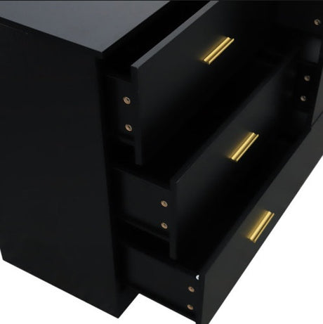 Engineering Wood Black 6 Drawer Bedroom Vanity Shopway.
