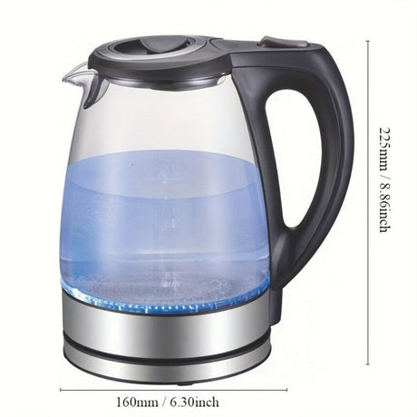 Electric Kettle With Stainless Steel Filter And Inner Lid, 1200W Wide Opening 1.7L Glass Tea Kettle & Hot Water Boiler Black Shopway.