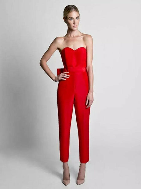 Red Jumpsuit Evening Dresses - Shopway