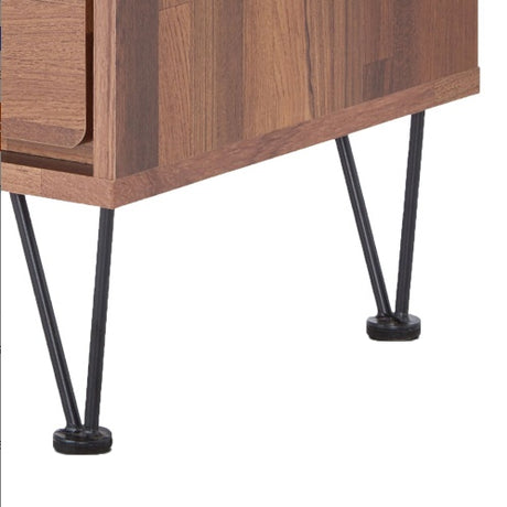 Walnut 2-Drawer Accent Table With Hairpin Legs Shopway.