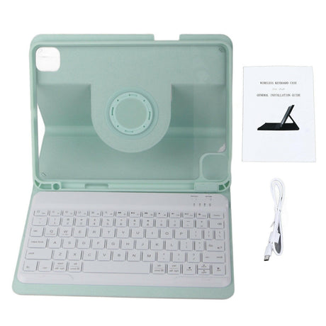Tablet Protective Case Light Green Folding Stand Cover with Keyboard and Pen Slot for IOS 10.9 Inch Tablet 11 - Shopway