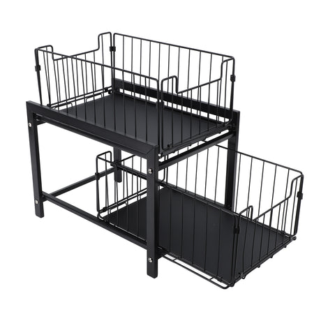 Under Sink Organizer Iron 2 Tier Pull Out Spice Rack Countertop Storage Shelf for Kitchen Bathroom Cabinet Shopway.