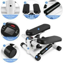 Mini Steppers For Exercise With Resistance Bands And LCD Monitor Without Battery - Shopway