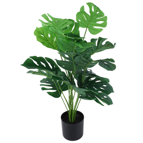 Artificial Monstera Deliciosa Plant 80cm 18 Leaves Plastic Lifelike Decorative Fake Potted Plant for Indoor Outdoor Shopway.