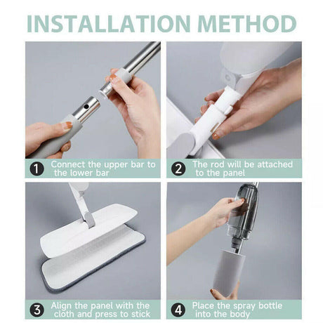 Spray Mop For Floor Cleaning 5 Reusable Microfibre Pads Water Bottle Tank UK Shopway.