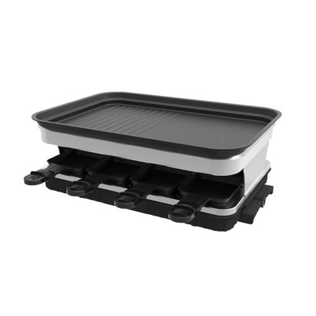Raclette Grill 8 People Grill Plate Non-stick Coated, Raclette With 8 Mini Raclette Pans, Infinitely Adjustable Temperature, 1500W Shopway.