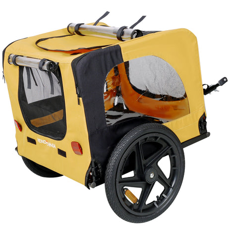Yellow Outdoor Heavy Duty Foldable Practical Pet Stroller Dog Carrier With Bicycle Trailer Shopway.