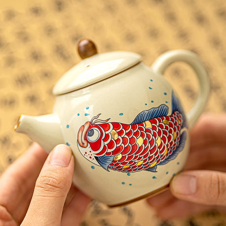 Grass Ash Arowana Teapot Ceramic Household Tea Set Shopway.
