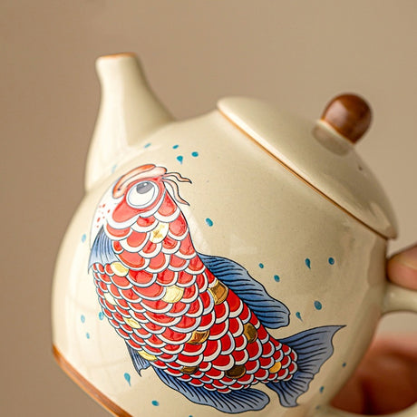 Grass Ash Arowana Teapot Ceramic Household Tea Set Shopway.