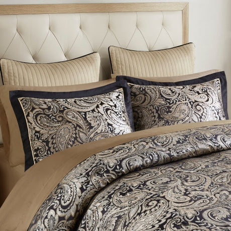 12 Piece Comforter Set With Cotton Bed Sheets Black King Shopway.