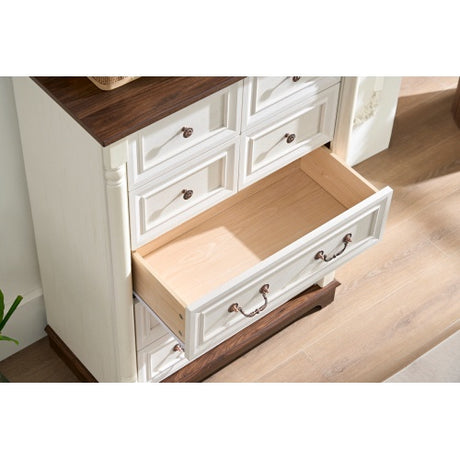 7 Drawer Dresser Chest For Bedroom With Wooden Base And Riser Trim, Wooden Rustic Rustic Chest Of Drawers, Storage Dresser For Bedroom, Living Room Shopway.