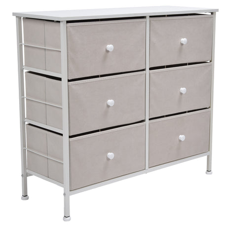 3Tier 6 Drawers Chest NonWoven Fabric Storage Cabinet Unit with Handles Home Bedroom Furniture White Shopway.