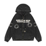 Washed And Worn Letter Printed Full-zip Cardigan Sweater Shopway.