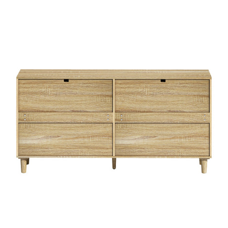 Rattan Dresser With Drawers, 6 Drawer Dresser For Bedroom, Clothes Storage Cabinet For Bedroom, Metal Handle&Wood Legs For Hallway, Living Room, Bedroom,Natural Shopway.