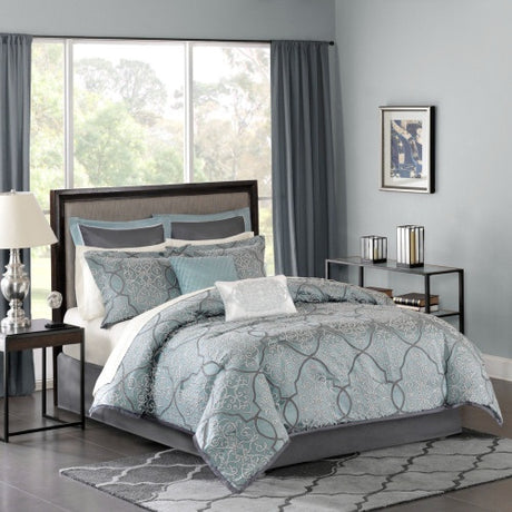 12 Piece Comforter Set With Cotton Bed Sheets Blue King Shopway.