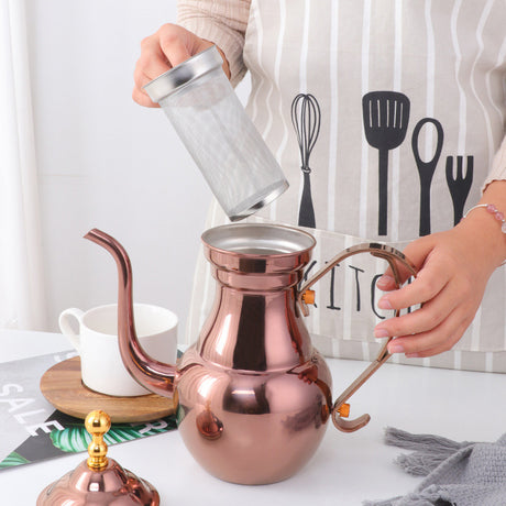 Vintage Stainless Steel Golden Teapot With Filter Screen Shopway.