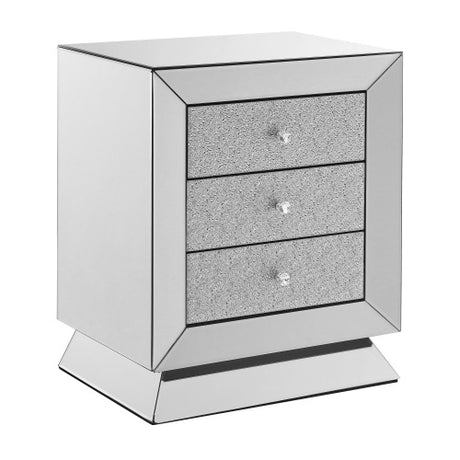W 22 X D 16.5 X H26.4 Elegant Mirror Three Drawer Cabinet, Drawer Inlaid With Diamond Glass Mirror Three Drawer Cabinet, Suitable For Corridor, Living Room, Corner, Bedroom, Sofa Shopway.