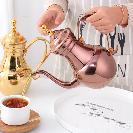 Vintage Stainless Steel Golden Teapot With Filter Screen Shopway.