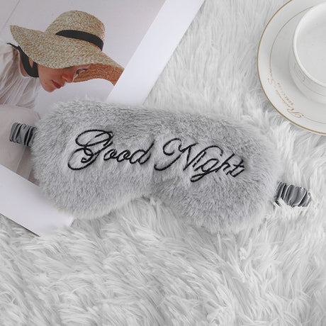 Cute Plush Embroidery Letters Sleeping Eye Mask Shading Shopway.