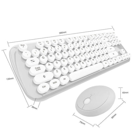 Wireless Keyboard And Mouse Set Girls Color Retro - Shopway
