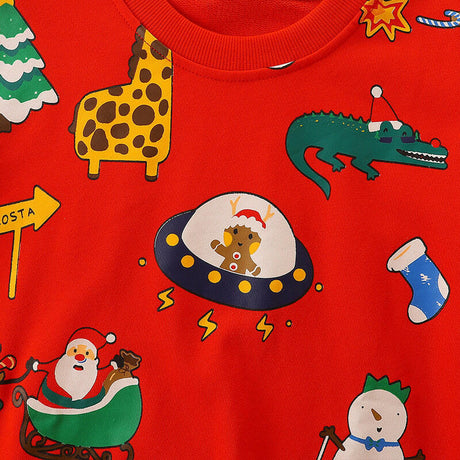 European And American Style Children's Sweater Christmas Prints Round Neck Bottoming Tops Shopway.