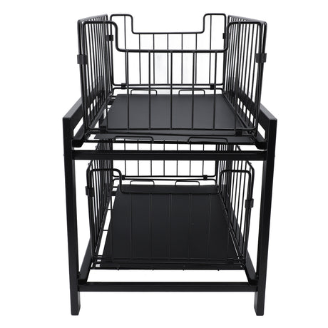 Under Sink Organizer Iron 2 Tier Pull Out Spice Rack Countertop Storage Shelf for Kitchen Bathroom Cabinet Shopway.