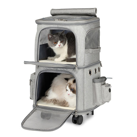 Cat Bag Pet Trolley Case Large Capacity Double Layer Shopway.