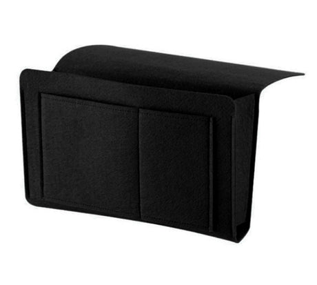 Black felt storage bag for sofa and bedside by Shopway, multi-purpose design with pockets, 27x22x8 cm. Ideal for organizing.