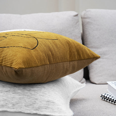 Nordic Modern Corduroy Embroidered Throw Pillow Shopway.