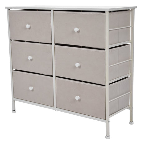 3Tier 6 Drawers Chest NonWoven Fabric Storage Cabinet Unit with Handles Home Bedroom Furniture White Shopway.