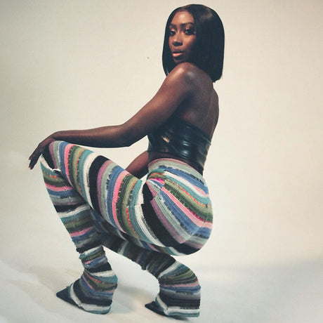 Fashion Striped Pile Pants Women's Knitting Trousers Shopway.