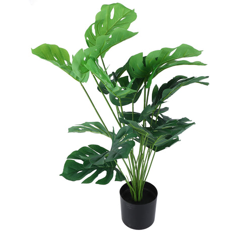 Artificial Monstera Deliciosa Plant 80cm 18 Leaves Plastic Lifelike Decorative Fake Potted Plant for Indoor Outdoor Shopway.