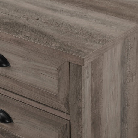 Transitional Farmhouse Framed 3-Drawer Nightstand With Cup Handles - Grey Wash Shopway.